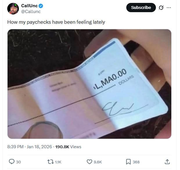 Callunc callunc subscribe how my paychecks have been feeling lately dollaas 0o '