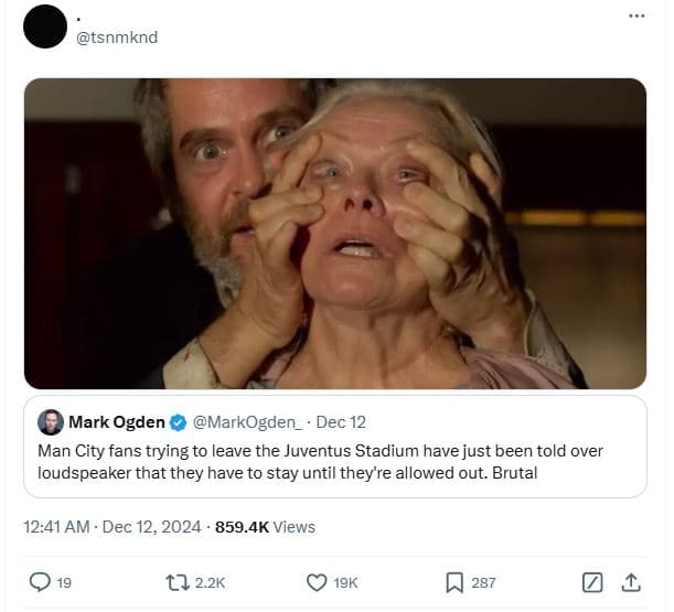 Tsnmknd mark ogden markogden_ dec 12 man city fans trying to leave the juventus