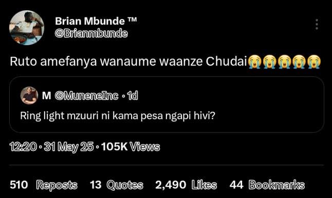 Brian mbunde tm brianmbunde ruto amefanya wanaume waanze chudai 600 m munenennc