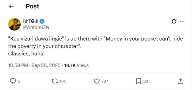 Post arteh antohszn kaa vizuri dawa iingie is up there with money in your pocket