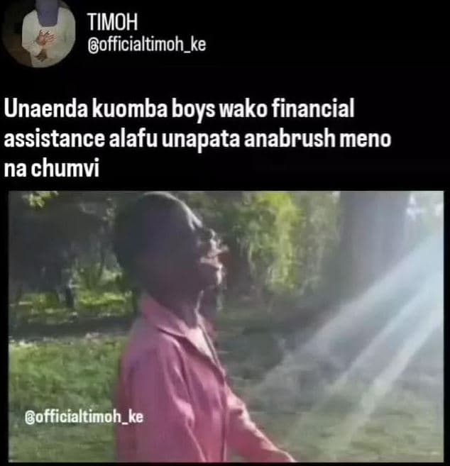 Timoh gofficialtimoh_ke unaendakuomba boys wako financial assistance alafu unapa