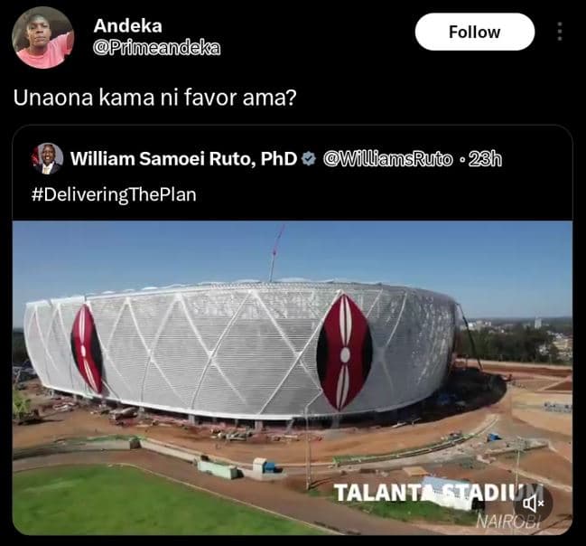Andeka 'rimeandeka follow unaona kama ni favor ama? william samoei ruto, phd del