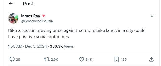 Post james ray goodvibepolitik bike assassin proving once 'again that more bike