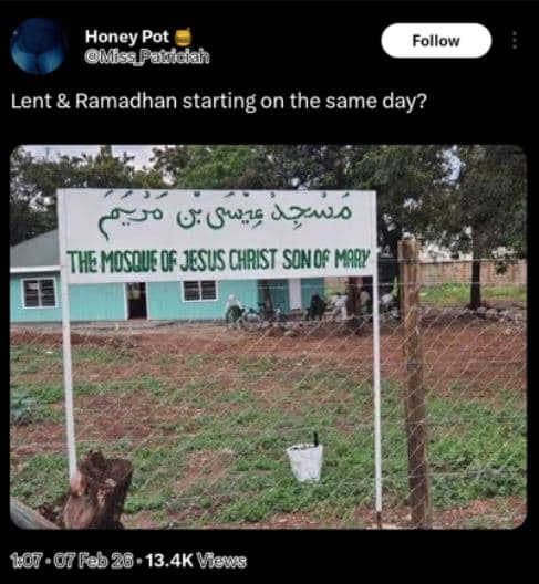 Honey pot msslpatnickah follow lent ramadhan starting on the same day? 0 06wa az