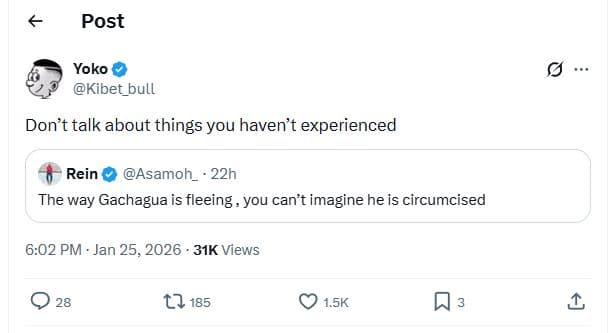 Post yoko kibet_bull don't talk about things you haven't experienced rein asamoh