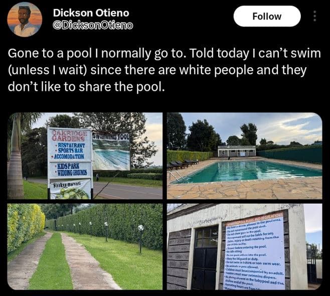 Dickson otieno dicksonteno follow gone to a pool normally g0 to. told today ican