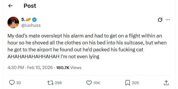 Post luvhuss my dad's mate overslept his alarm and had to get on a flight within