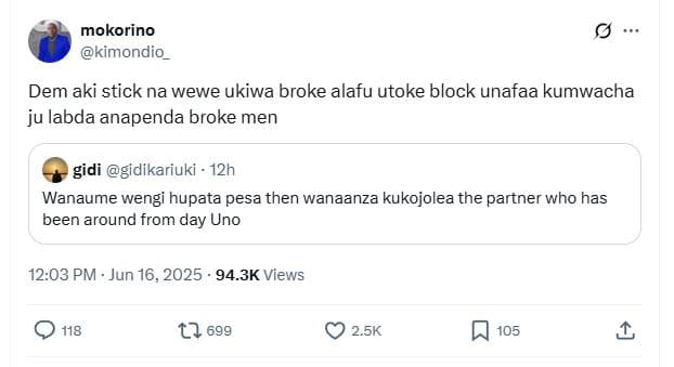 Mokorino kimondio_ dem aki stick na wewe ukiwa broke alafu utoke block unafaa ku