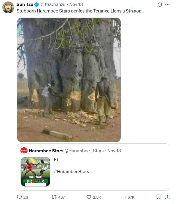 Sun tzu itschanzu nov 18 stubborn harambee stars denies the teranga lions a 9th