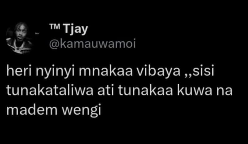 Tm tjay kamauwamoi heri nyinyi mnakaa vibaya 99 sisi tunakataliwa ati tunakaa ku