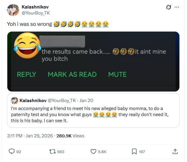 Kalashnikov yourboy_tk yoh was s0 wrong 9upiffff the results came back you bitch