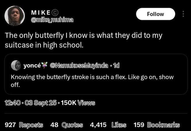 Mike mudikemuhima follow the only butterfly i know is what they did to my suitca
