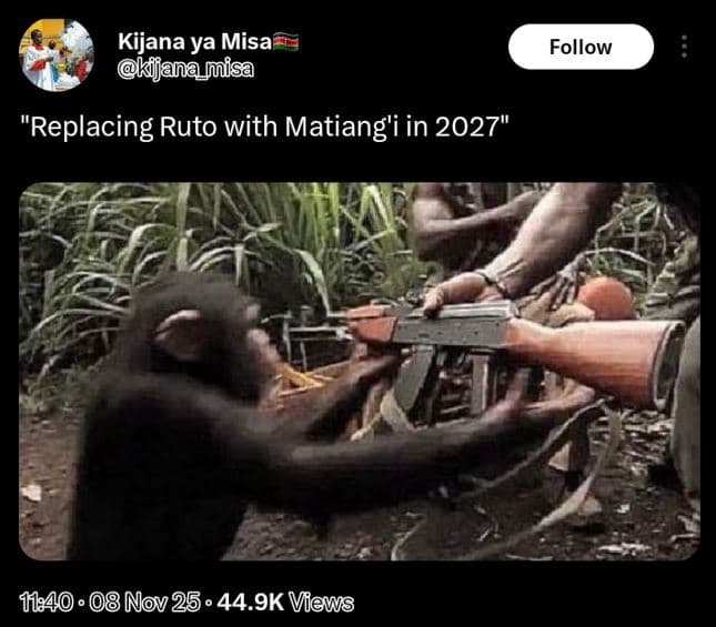 Kijana ya misa kijanamisa follow replacing ruto with matiang'i in 1l40 08 nov 25