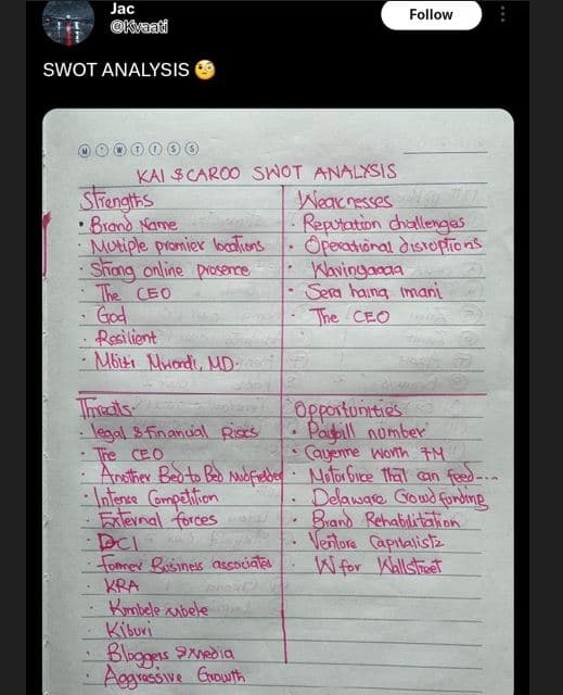 Jac kvaad follow swot analysis kai scaroo_swot_analxsis sfiongtts weaknsses bran