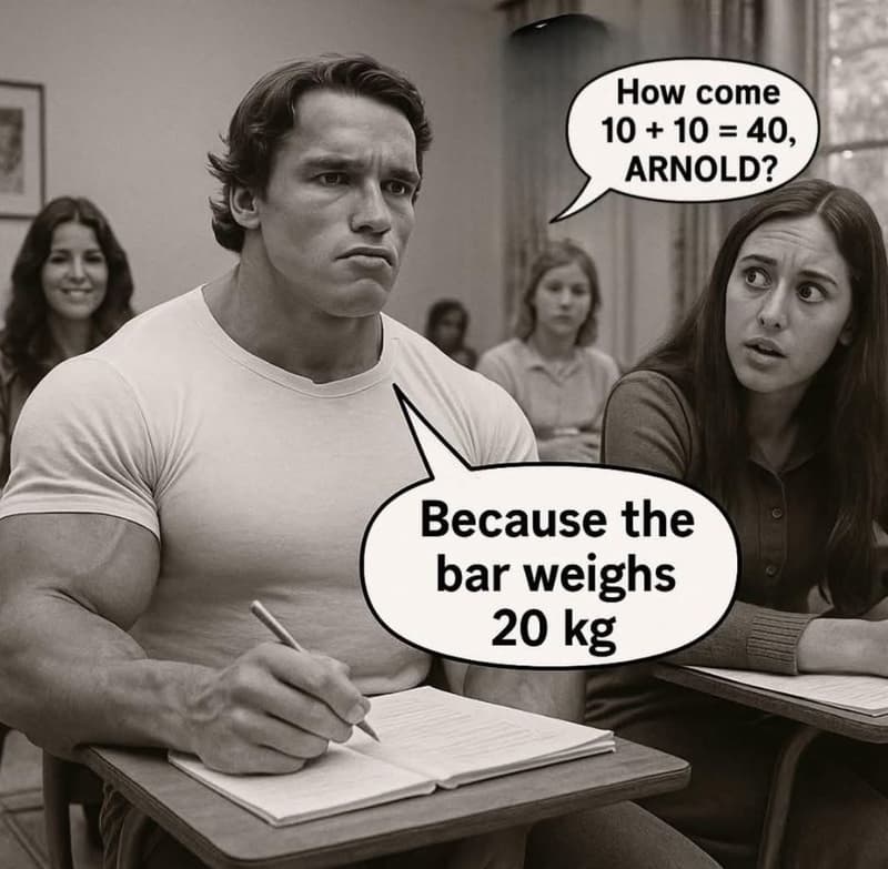 How come 10 10 40, arnold? because the bar weighs 20 kg