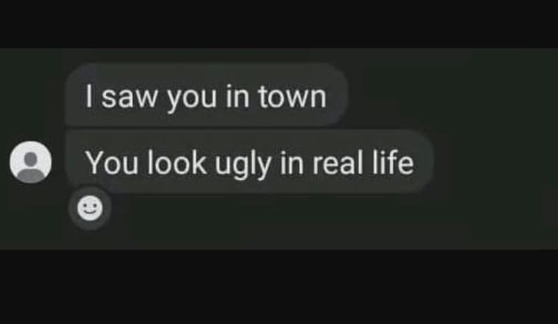 Isaw you in town you look ugly in real life