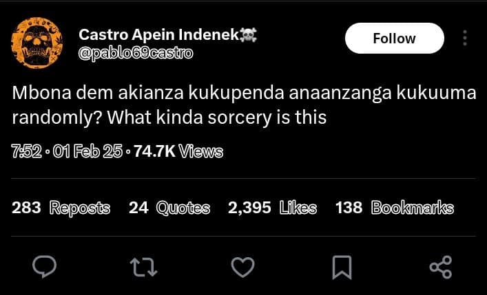 Castro apein indenekt bloc jcasto follow mbona dem akianza kukupenda anaanzanga