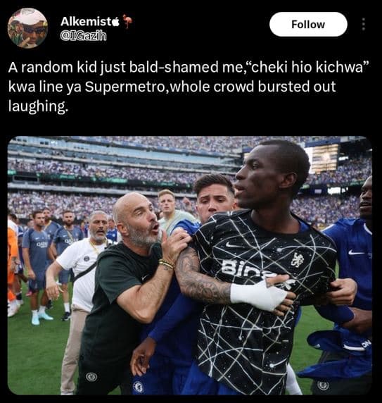 Alkemisté gazh follow a random kid just baldshamed me cheki hio kichwa' kwa line