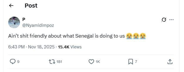 Post nyamidimpoz ain't shit friendly about what senegal is doing to us ífàfè 6.4
