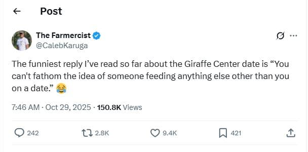 Post the farmercist calebkaruga the funniest reply l've read so far about the gi