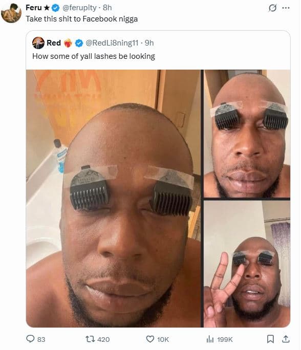 Feru ferupity take this shit to facebook nigga red redli8ning11 9h how some of y