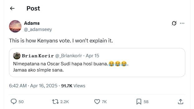 Post adams adamseey this is how kenyans vote. won't explain it. briankorir _bria