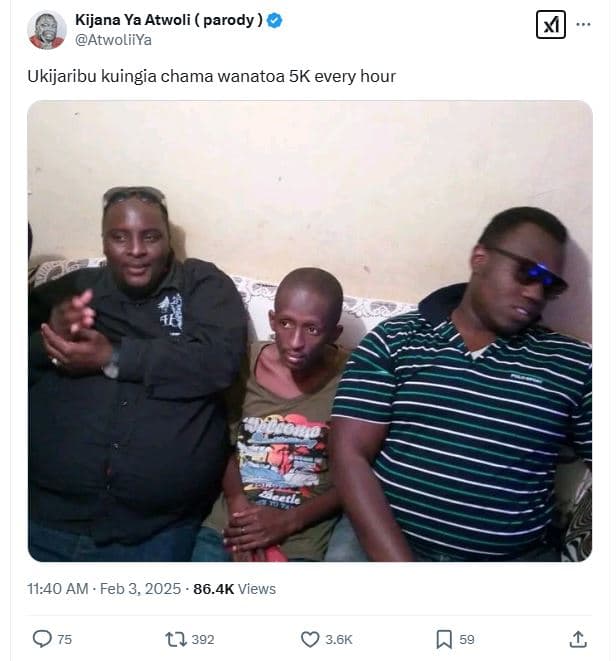 Kijana ya atwoli parody atwoliiya ukijaribu kuingia chama wanatoa 5k every hour