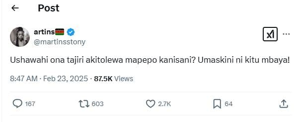 Post artinst martinsstony ushawahi ona tajiri akitolewa mapepo kanisani? umaskin