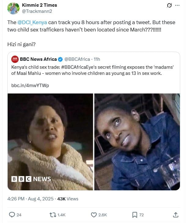 Kimmie 2 times trackmann2 the dci_kenya can track you 8 hours after posting a tw