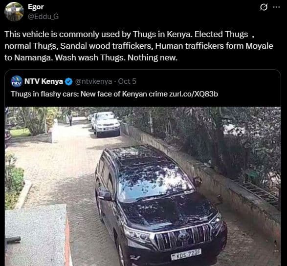 Egor eddu_g this vehicle is commonly used by thugs in kenya. elected thugs norma