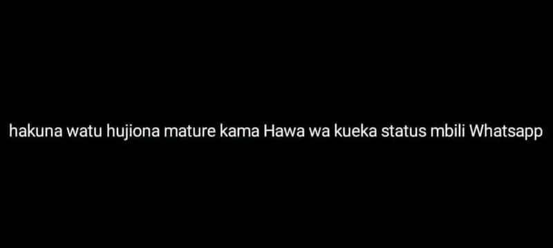 Hakuna watu hujiona mature kama hawa wa kueka status mbili whatsapp
