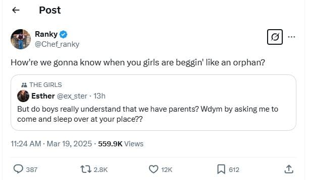 Post ranky chef_ranky howre we 'gonna know when you girls are beggin' like an or