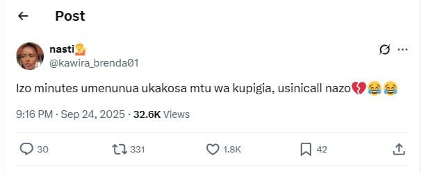 Post nasti kawira_brenda01 izo minutes umenunua ukakosa mtu wa kupigia usinicall