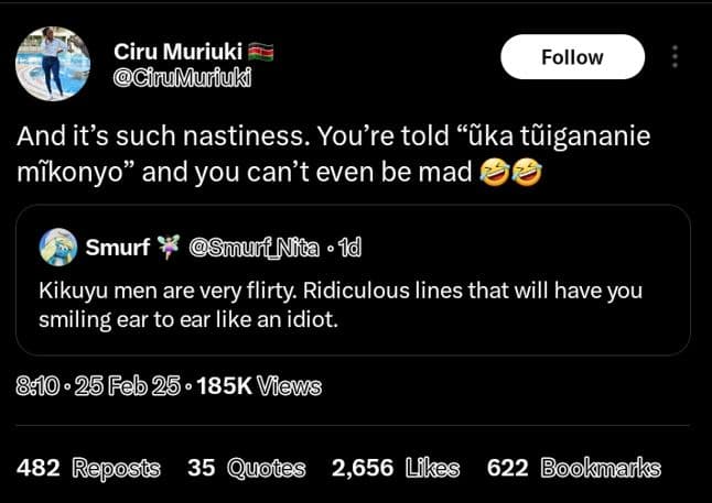 Ciru muriuki icumurfiuki follow and it's such nastiness. you're told ñka tñigana