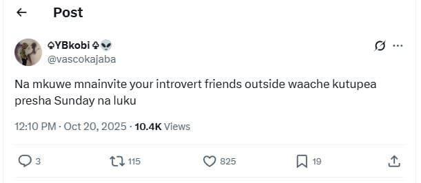 Post qybkobi vascokajaba na mkuwe mnainvite your introvert friends outside waach