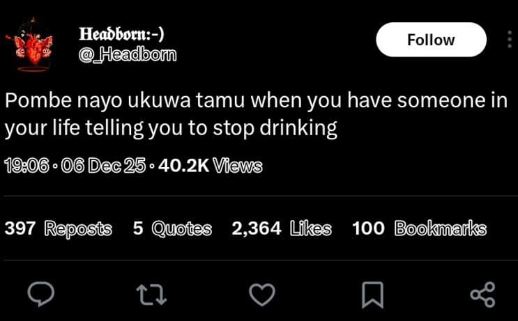 Heabborn headbom follow pombe nayo ukuwa tamu when you have someone in your life