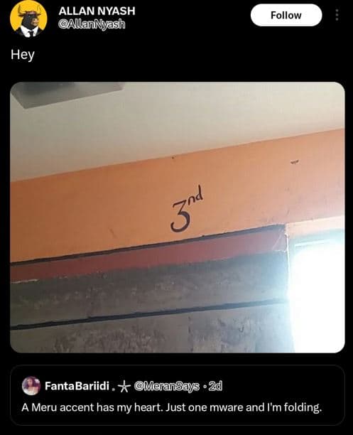 Allan nyash allanmyash follow hey fantabariidi , maransays 2d meru accent has my