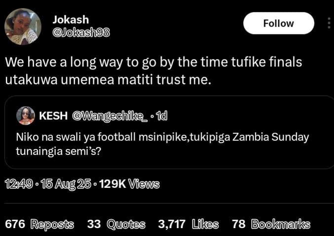 Jokash jokashg8 follow we have a long way to go by the time tufike finals utakuw