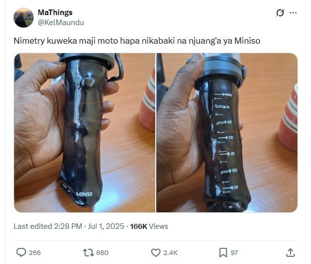 Mathings kelmaundu nimetry kuweka maji moto hapa nikabaki na njuang'a ya miniso