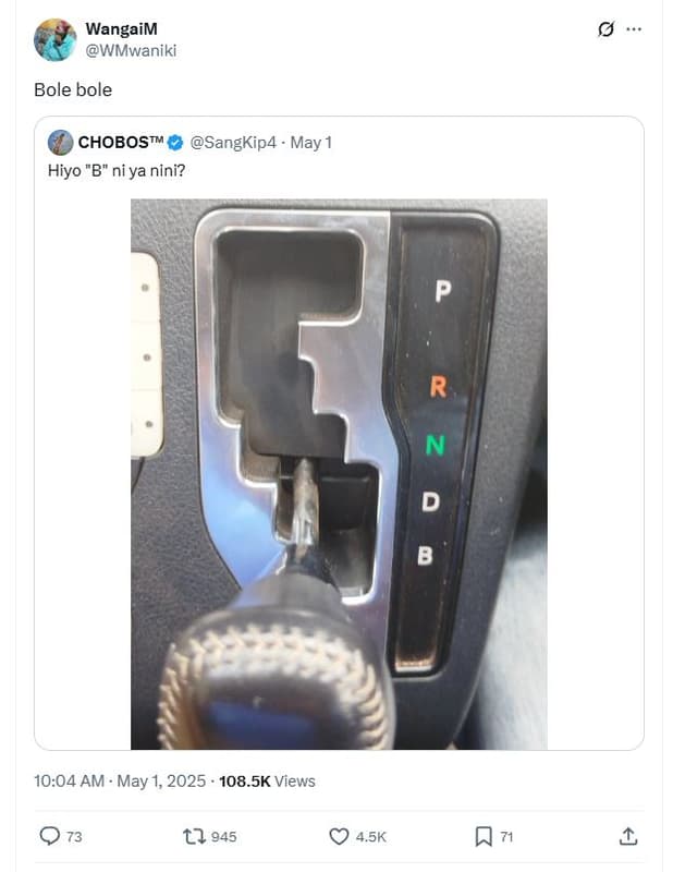 Wangaim wmwaniki bole bole chobostm sangkip4 may hiyo b ni ya nini? p 10.04 am .