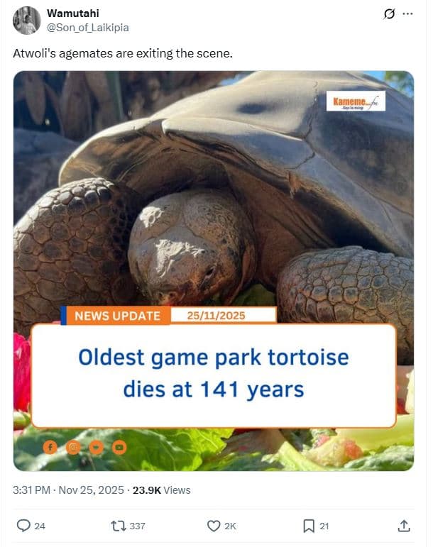 Wamutahi son_of_laikipia atwoli's agemates are exiting the scene. kameme news up