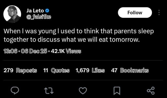 Ja leto falsiíke follow when was young used to think that parents sleep together