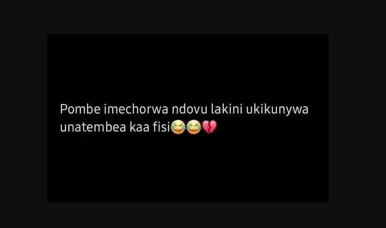 Pombe imechorwa ndovu lakini ukikunywa unatembea kaa fisi
