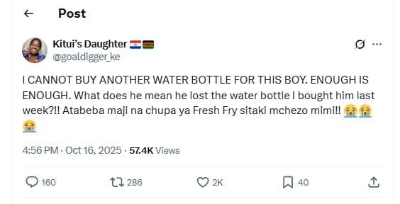 Post kitui's daughter goaldigger_ke cannot buy another water bottle for this boy