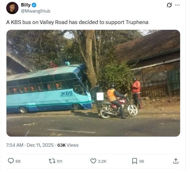 Billy mwangihub a kbs bus on valley road has decided to support truphena k8s 754