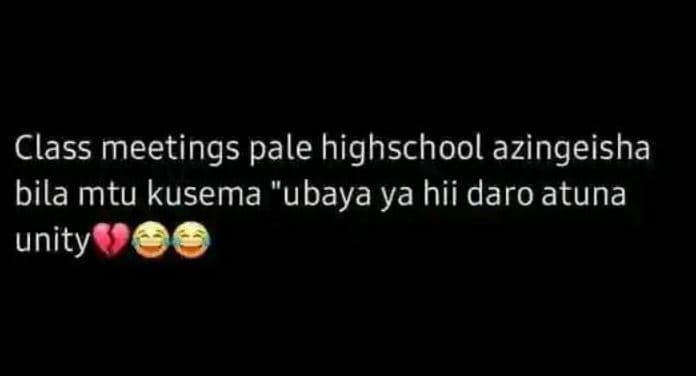 Class meetings pale highschool azingeisha bila mtu kusema ubaya ya hii daro atun