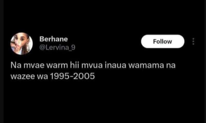 Berhane lervina 9 follow na mvae warm hii mvua inaua wamama na wazee wa