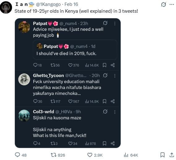 Ian ikangogo feb 16 state of 1925yr olds in kenya well explained in 3 tweets! pa