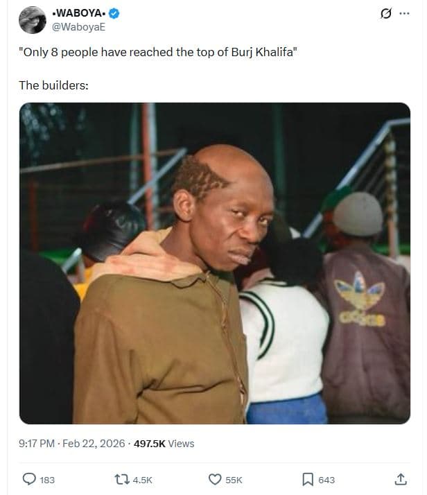 'waboya. waboyae only 8 people have reached the top of burj khalifa the builders