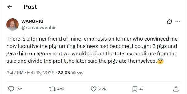 Post waruhiu kamauwaruhiu there is a former friend of mine emphasis on former wh